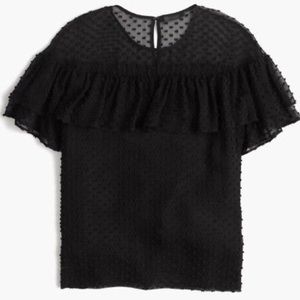 J.Crew sheer dotted black top